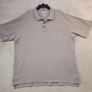 Duluth Trading Co Polo‎ Shirt 2XL Cotton Short Sleeve Pocket Tan Outdoors  SALE